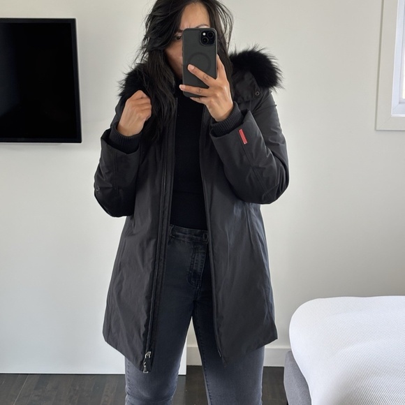 Prada Art. 28A217 Jacket Black Gore-Tex W/Fur Trim Hood - Parka Women's Sz 44❤️ - Picture 1 of 15